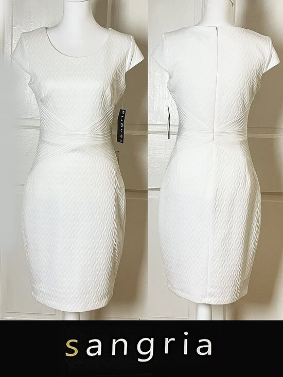 Signature by Sangria Dresses & Skirts - Sangria White Textured Midi Dress | Short Sleeve | Size 4 | NWT